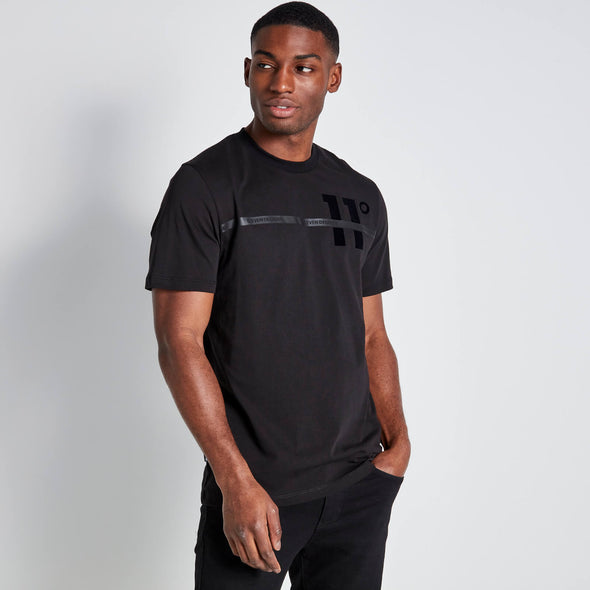11 DEGREES FLOCK PRINT GRAPHIC T-SHIRT