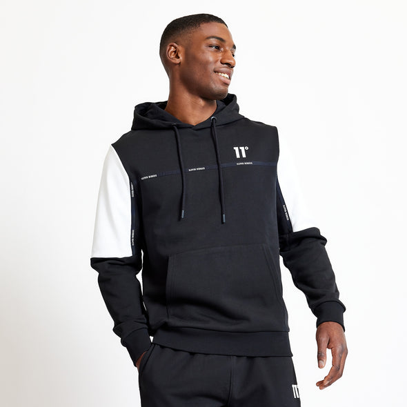 11 DEGREES COLOUR BLOCK TAPED HOODIE