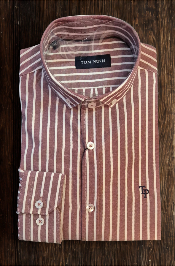 TOM PENN OXFORD STRIPE SHIRT