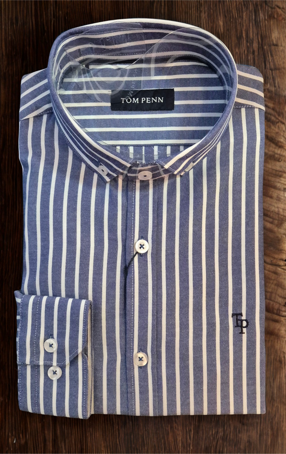 TOM PENN OXFORD STRIPE SHIRT