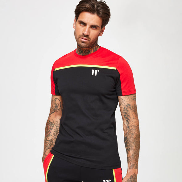 11 DEGREES CUT & SEW STRIPE T-SHIRT