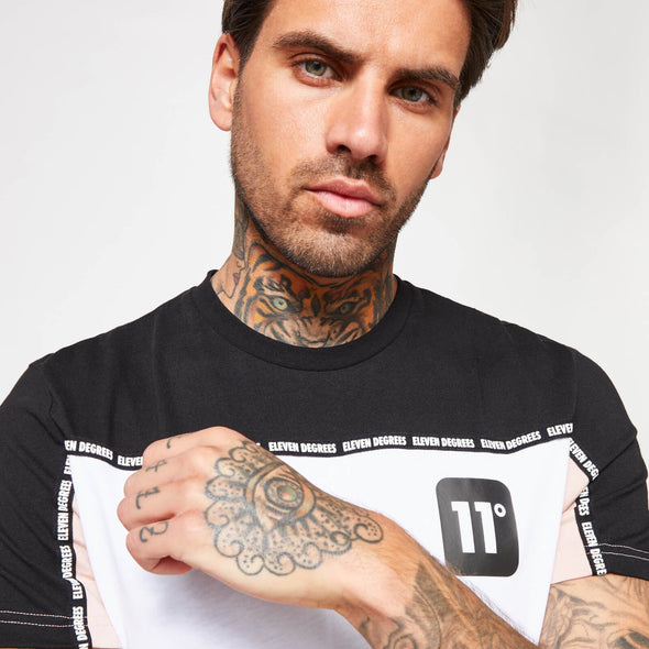 11 DEGREES COLOUR BLOCK TAPED T-SHIRT